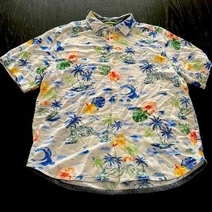 Tommy Bahama Mens Tropical Wave Hibiscus Palm Shirt Size Large